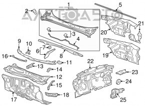 Уплотнитель решетки дворников левый Chevrolet Malibu 16-