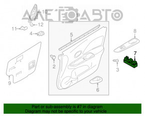 Controlul geamului electric din partea dreapta față Nissan Versa Note 13-19