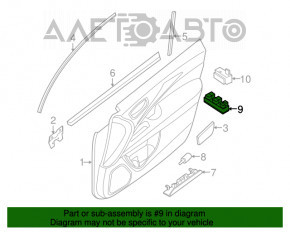 Controlul geamului electric din față dreapta Infiniti JX35 QX60 13- grafit cu crom, auto