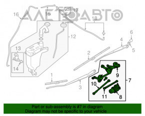 Trapezul de curățare a parbrizului cu motor pentru Nissan Versa Note 13-19.