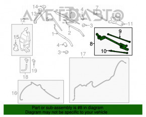 Trapezul de curățare a parbrizului cu motor pentru Nissan Rogue 14-20.