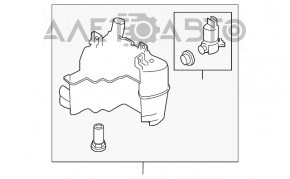 Rezervorul de spălare a parbrizului pentru Infiniti Q50 14- cu motor fără gât, nou, original OEM.