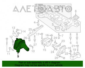 Подушка двигателя правая VW Passat b7 12-15 USA 2.5