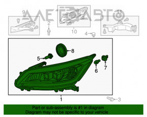 Фара передняя правая в сборе Honda Accord 13-15 usa LED