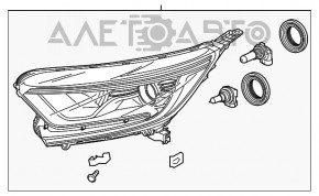 Фара передняя правая голая Honda CRV 17-22 галоген, песок