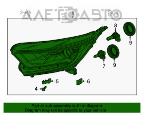 Фара передняя правая голая Honda CRV 17-22 галоген, песок