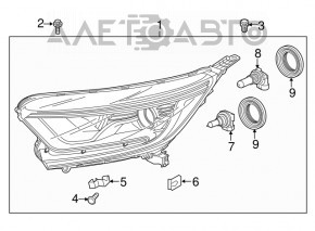 Фара передняя правая голая Honda CRV 17-22 галоген, песок