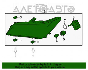 Far dreapta față goală Acura MDX 14-16 pre-restilizare, LED