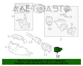 Comutatorul de sub volan dreapta Honda Civic X FC 16-19 tip-2, zgârieturi