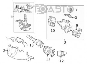 Comutatorul de sub volan dreapta Honda Civic X FC 16-19 tip-2, zgârieturi