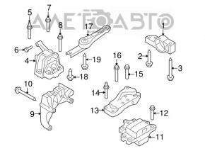 Подушка двигателя задняя VW Tiguan 09-17 акпп