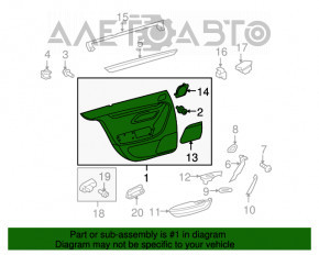 Capacul ușii card spate dreapta VW CC 08-17 negru, gri, matriță ruptă.