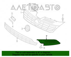 Grila inferioară a bara față stânga VW CC 13-17, nouă, originală OEM