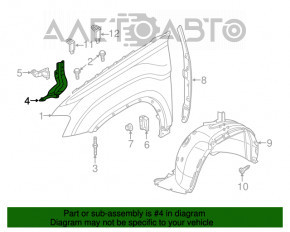 Suport aripi dreapta față VW Atlas 18-20 pre-restilizare.