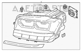 Фара передняя левая VW Atlas 18-20 дорест в сборе с хромом и блоком