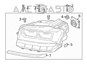 Фара передняя левая VW Atlas 18-20 дорест в сборе с хромом и блоком