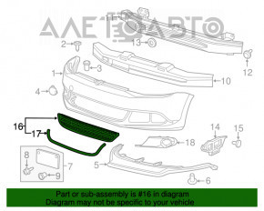 Grila inferioară a bara de protecție față VW Jetta 11-14 SUA, material nou, neoriginal