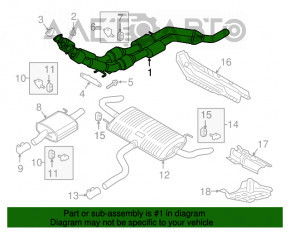 Tubul de admisie cu catalizator pentru VW Atlas 18- 3.6