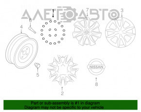 Set de jante din aliaj R15, 4 bucăți, Nissan Versa Note 13-19