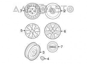 Запасное колесо докатка Nissan Rogue 14-20 R16 145/90, стертая