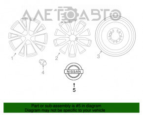 Capac central pentru jantă Nissan Rogue 14-20, 54mm, negru