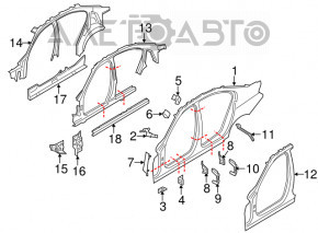 Bara caroserie centrală dreapta BMW 3 F30 12-18 tăiată