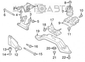 Suportul de pernă pentru cutia de viteze Subaru Outback 15-19 ruginit.