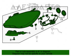 Фара передняя правая голая Buick Encore 13-16