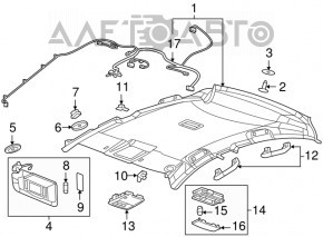 Acoperirea tavanului pentru Chevrolet Cruze 11-15, gri, fără panoramică