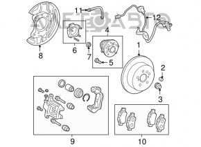 Placă de frână spate stânga Toyota Sienna 04-10