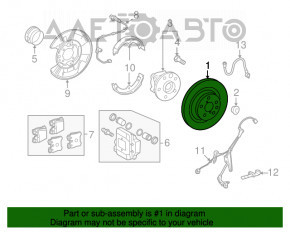 Placă de frână spate dreapta Lexus LS460 LS600h 07-12 RWD nouă OEM originală