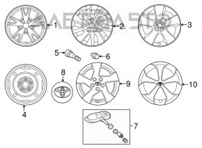 Roată de 15 inch, 6J ET45, 5*100 Toyota Prius 30 09-12, nevopsită