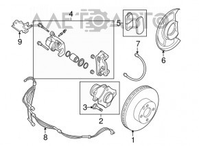 Capacul discului de frână din spate dreapta Nissan Rogue 07-12