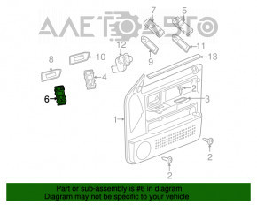 Controlul geamului electric din față dreapta pentru Jeep Compass 11-16, negru.