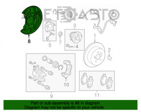 Capacul discului de frână din spate dreapta pentru Toyota Sienna 11-20 cu mecanism de frână de mână.