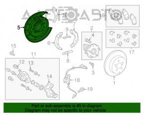 Capacul discului de frână din spate dreapta pentru Toyota Prius V 12-17