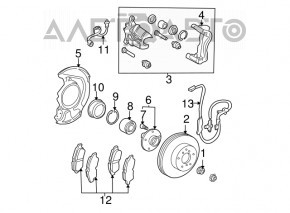 Capacul discului de frână din față dreapta Toyota Sienna 04-10