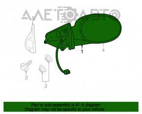 Зеркало боковое правое Chrysler Sebring 00-05 coupe 3 пина, черное