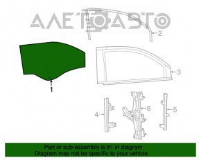 Geamul ușii din față dreapta Fiat 500 12-19