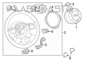 Руль голый Audi A4 B8 13-16 кожа коричневый, 4 спицы, под чистку