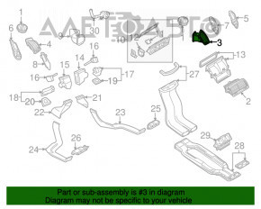 Tubul de aer al torpilei dreapta pentru Audi Q7 4L 10-15 cu crom, ghidaje rupte, reglarea verticală ruptă