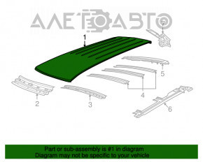 Acoperișul metalic al Dodge Grand Caravan 11-20 fără trapă, tăiat.