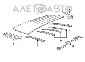 Acoperișul metalic al Dodge Grand Caravan 11-20 fără trapă, tăiat.