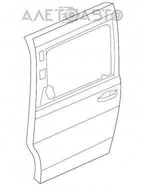 Ușa goală din spatele stânga a Dodge Grand Caravan 11-20.