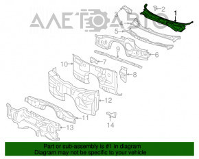 Grila de parbriz din plastic pentru Dodge Challenger 09 s-a desprins, etansarea s-a rupt, suportul s-a rupt.