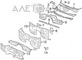 Grila de parbriz din plastic pentru Dodge Challenger 09 s-a desprins, etansarea s-a rupt, suportul s-a rupt.