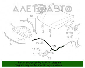 Cablu deschidere capotă față BMW 3 F30 12-18 rupt, blocare defectă.