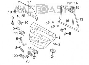 Capacul usii, cartela din spate stanga pentru BMW X5 E70 07-13, sub cortina, negru.