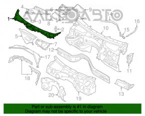 Grila stergatoarelor din plastic pentru BMW 3 F30 12-18 s-a fisurat.