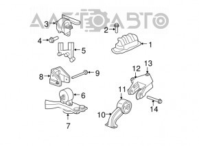 Кронштейн задней подушки двигателя Chrysler 200 11-14 2.4 6-speed
